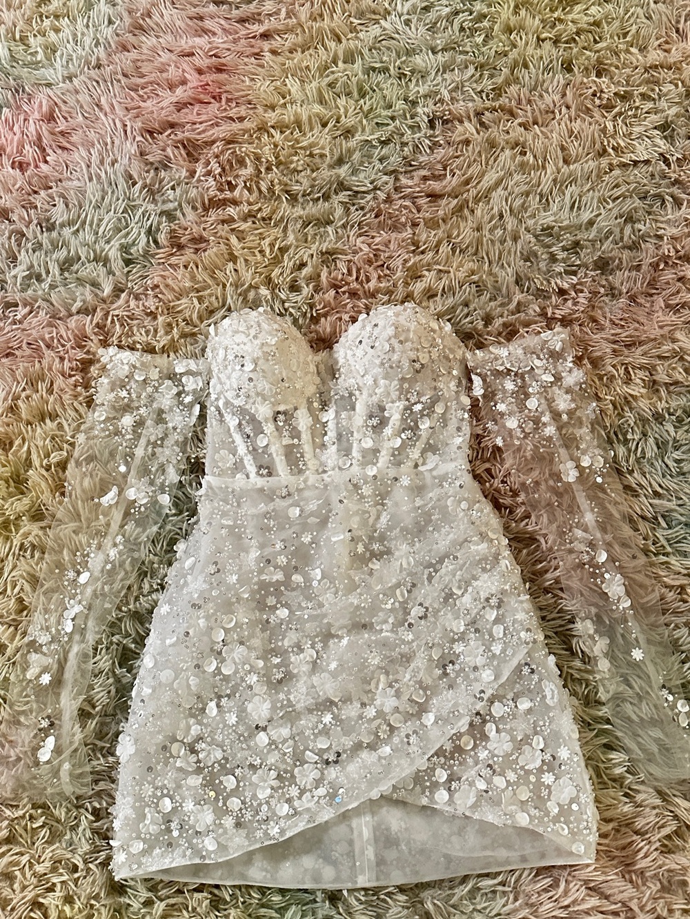 Rosie Etienne Eloise Beaded Flower Lace Wedding Party Limited Edition Dress UK8 - Picture 2 of 14